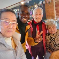 At my favorite restaurant with my Japanese friends.